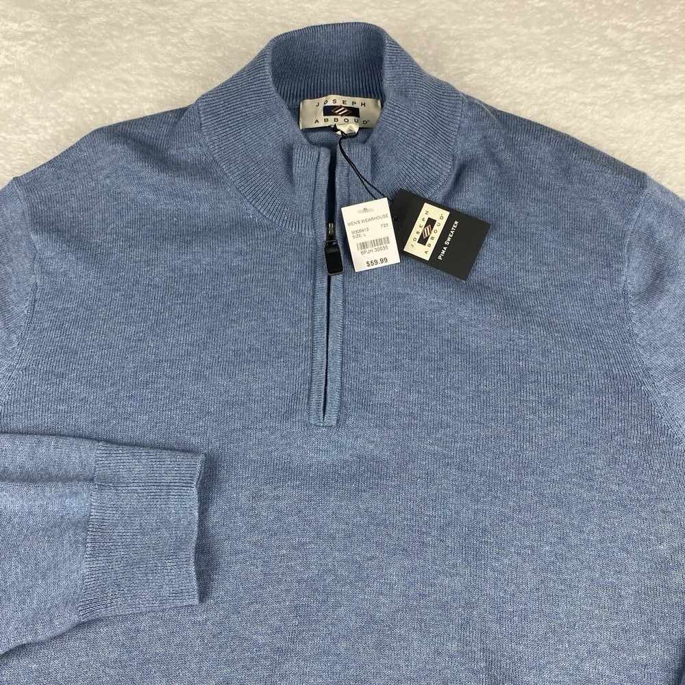 Joseph Abboud 1/4 Zip Pullover Pima Sweater Mens Large Blue NWT!